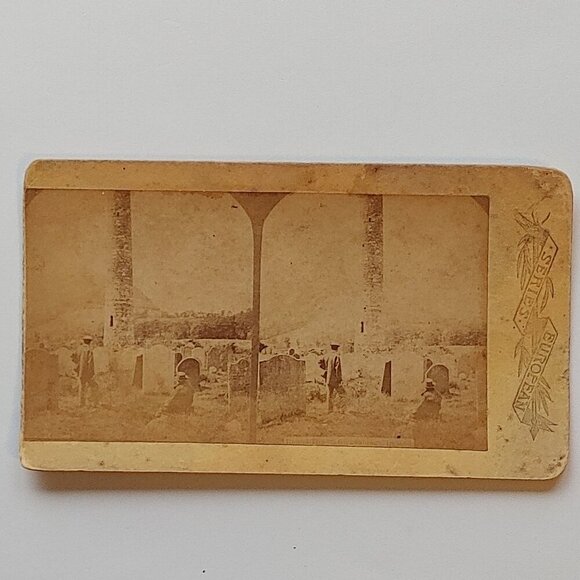 ANTIQUE STEREOGRAPH Card European Series Views Graveyard - Picture 1 of 4
